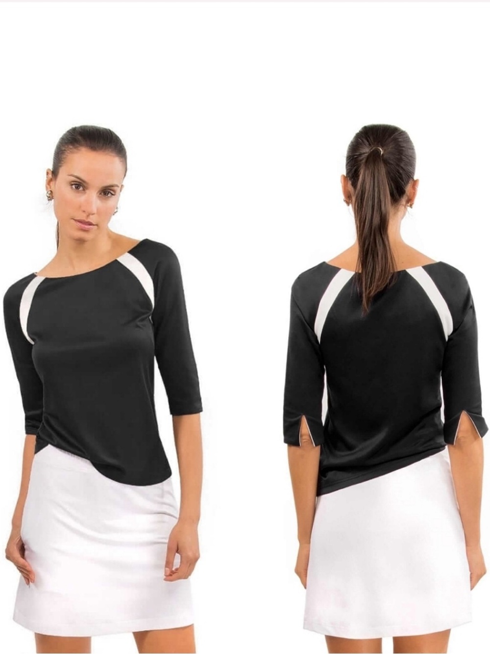 Gretchen Scott Designs Tee Topper Color Block Black and White Large